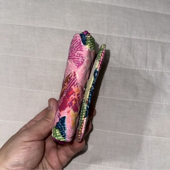 Vera Bradley Superbloom Floral Pink Blue Small Compact Fold Zip Around Wallet - Picture 6 of 9